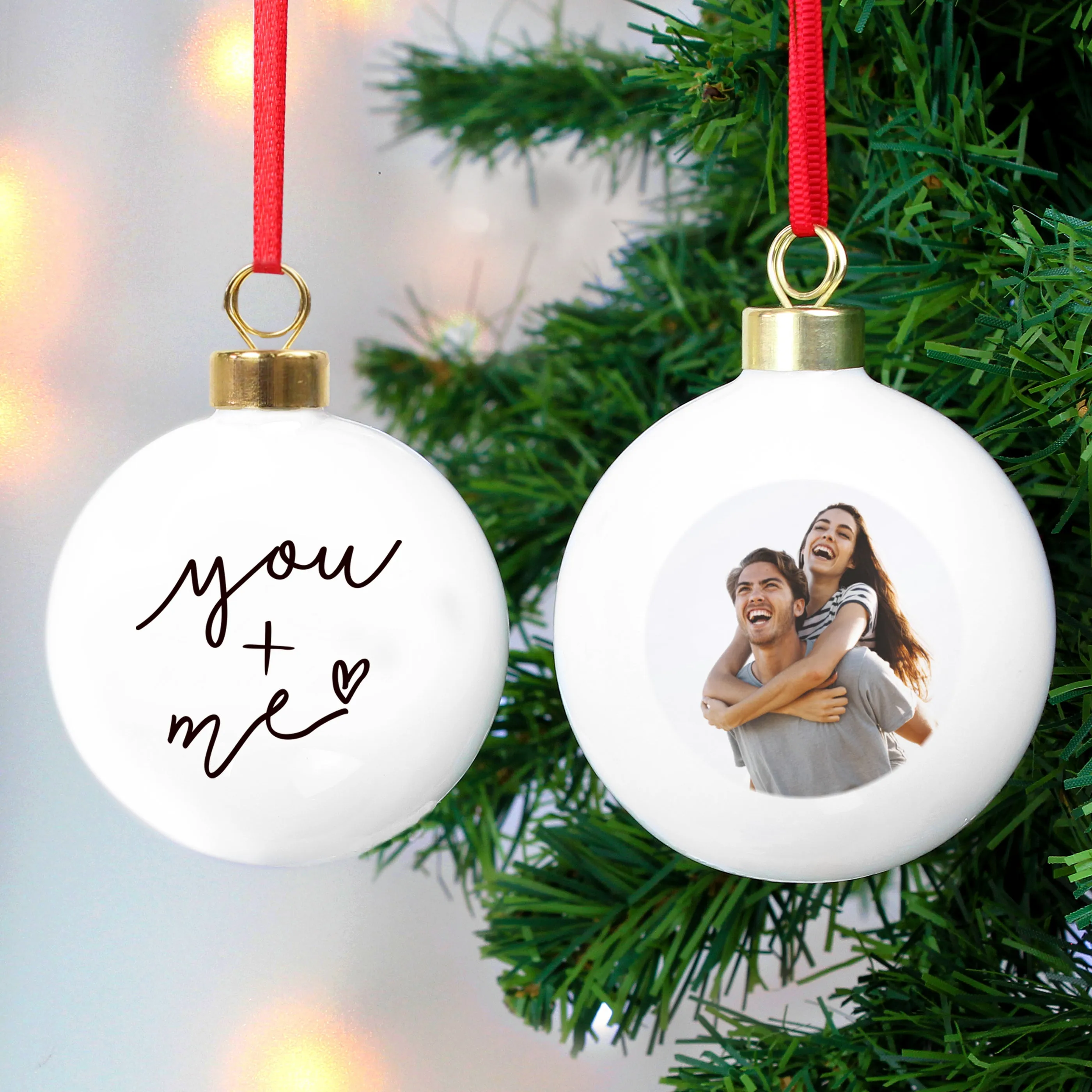 Personalised Me & You Photo Upload Bauble