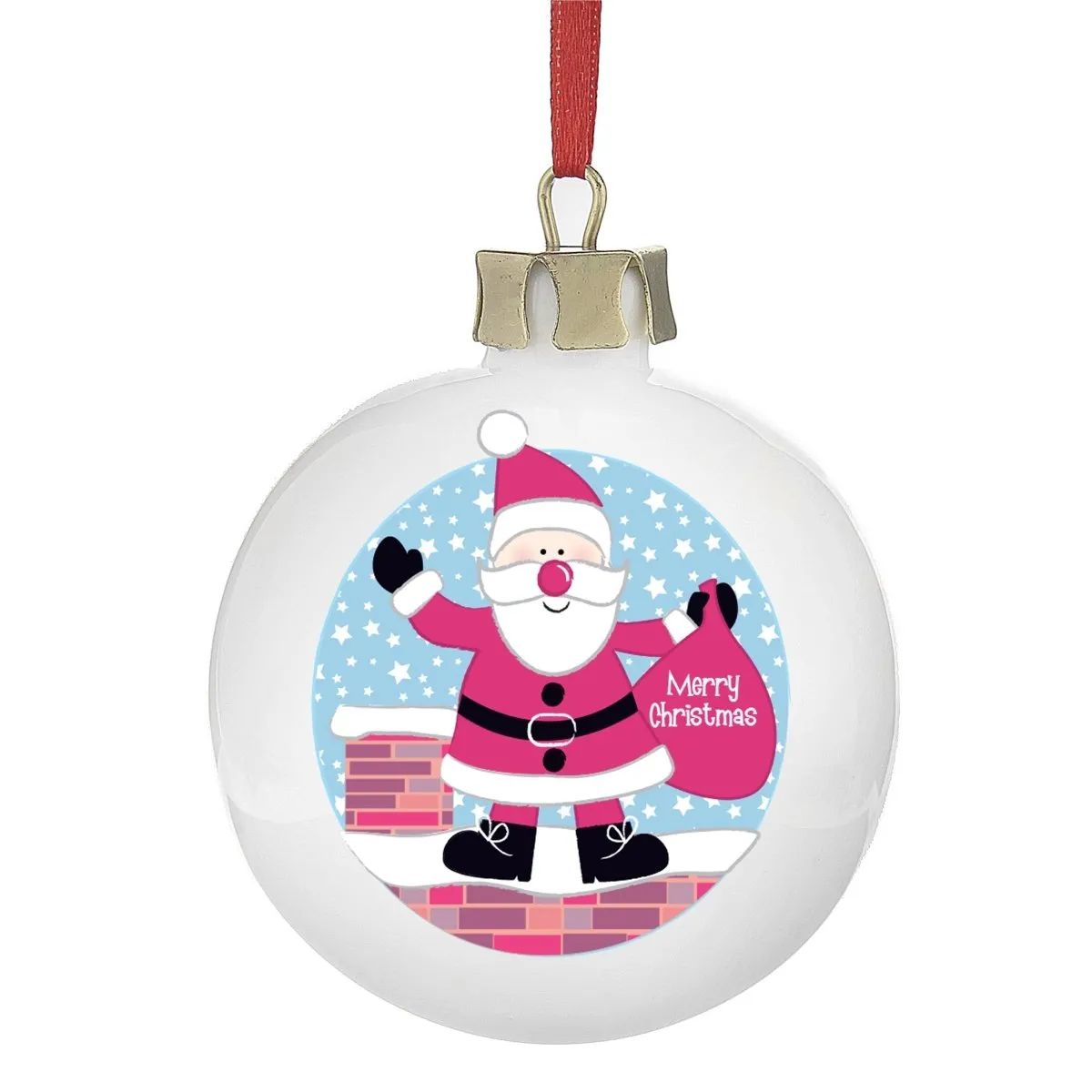 Personalised Rooftop Santa Christmas Bauble