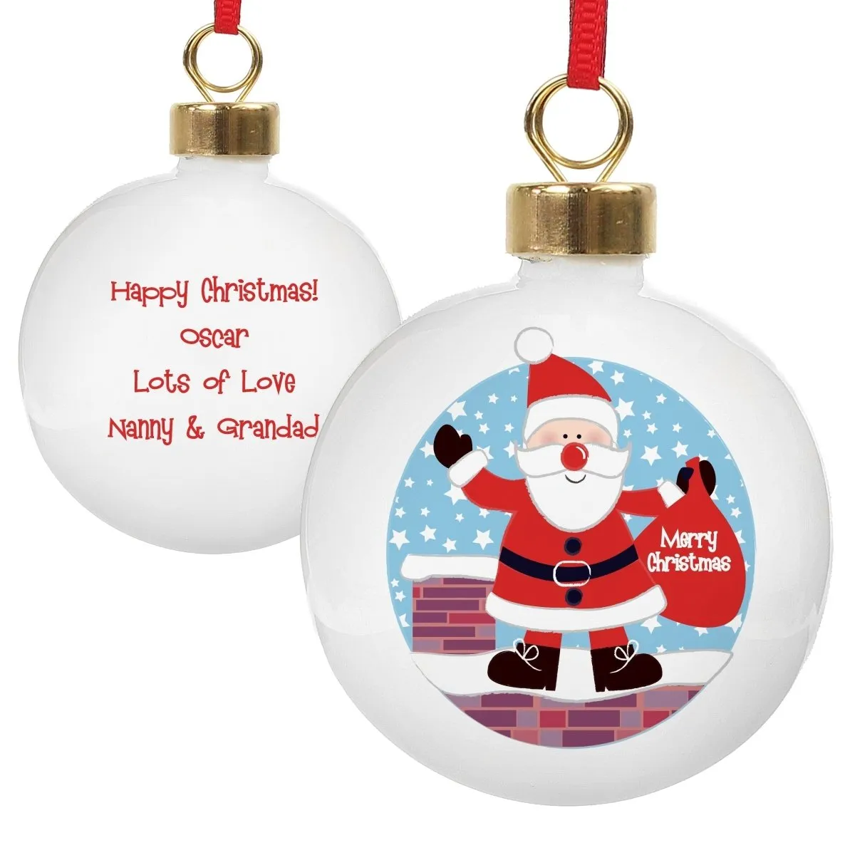 Personalised Rooftop Santa Christmas Bauble