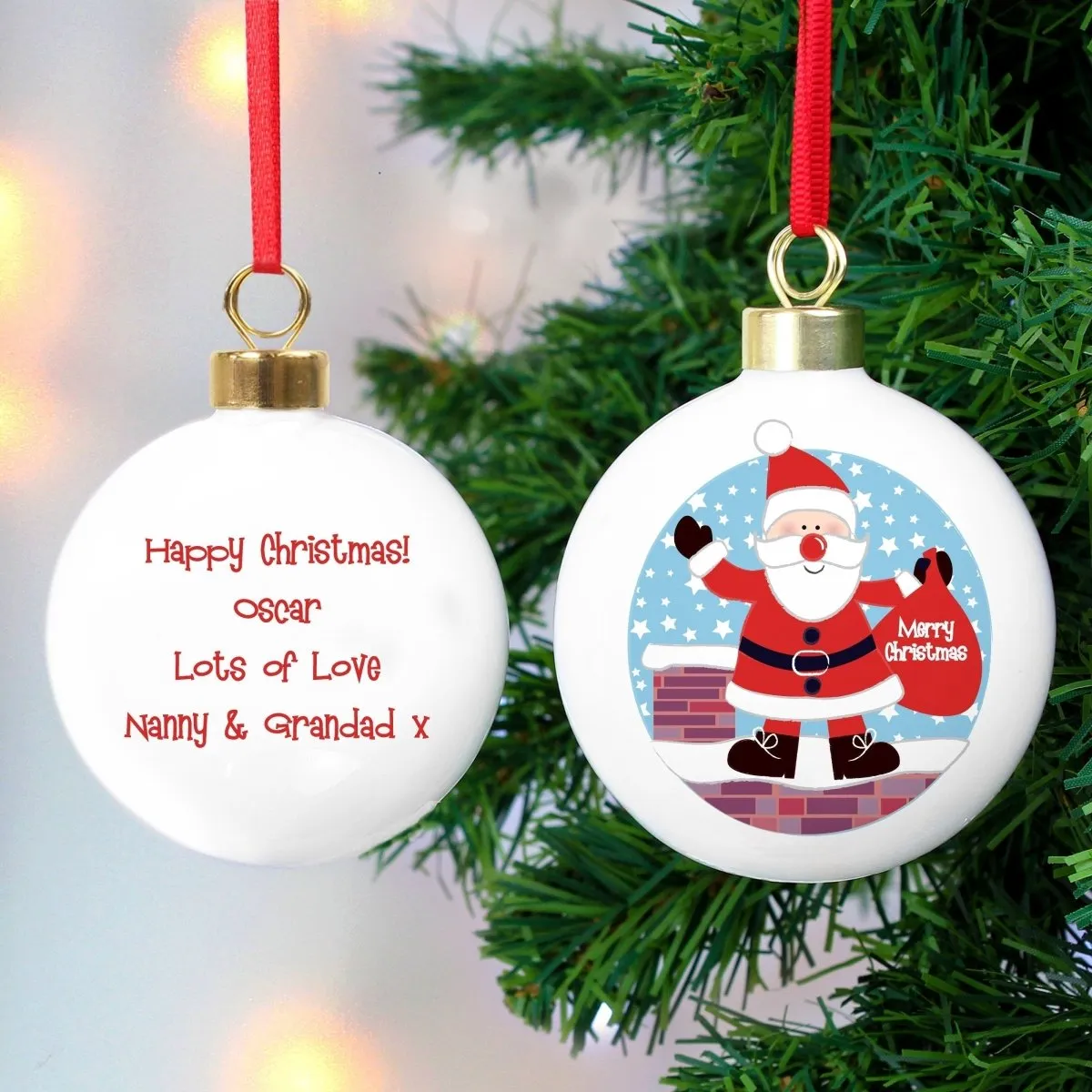 Personalised Rooftop Santa Christmas Bauble