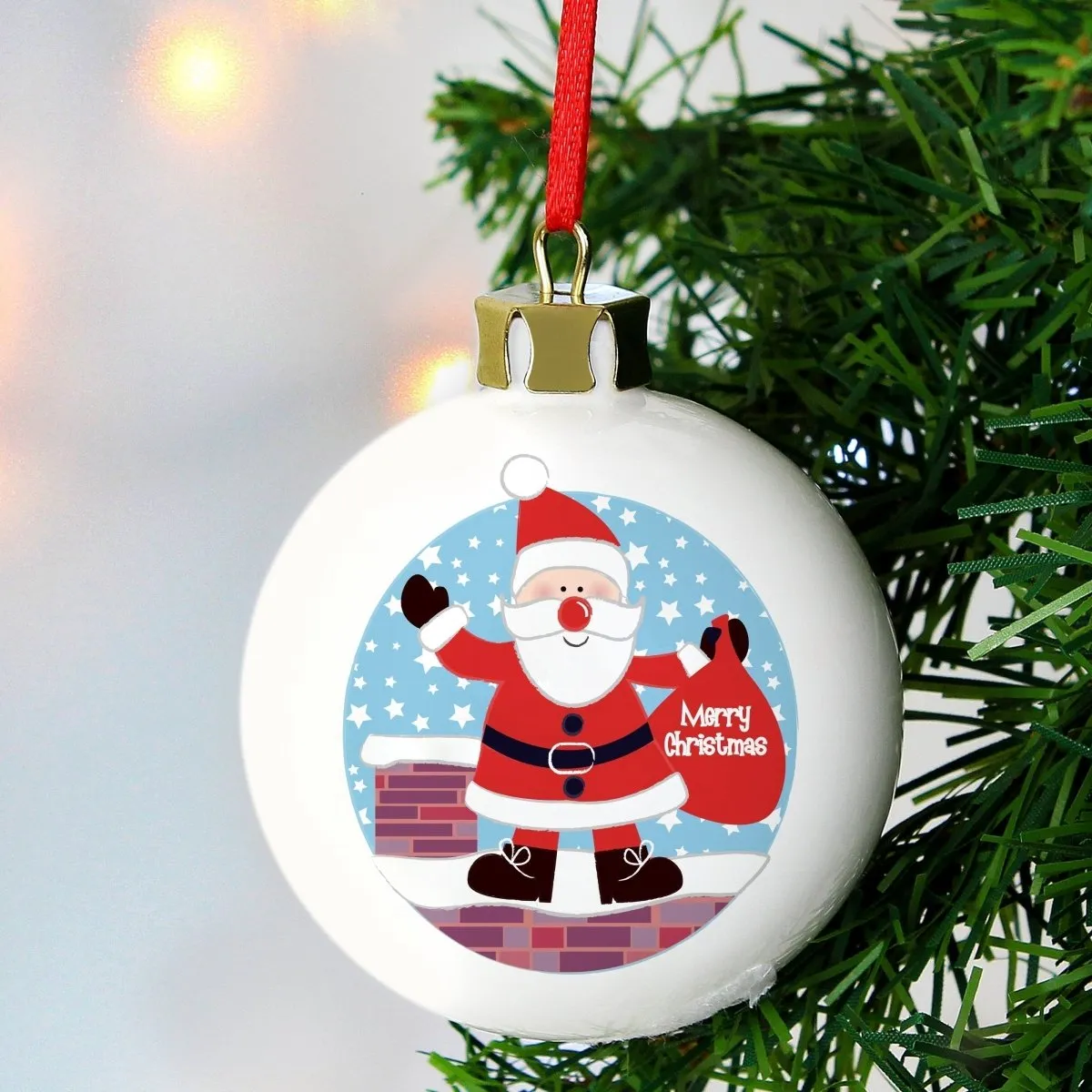 Personalised Rooftop Santa Christmas Bauble