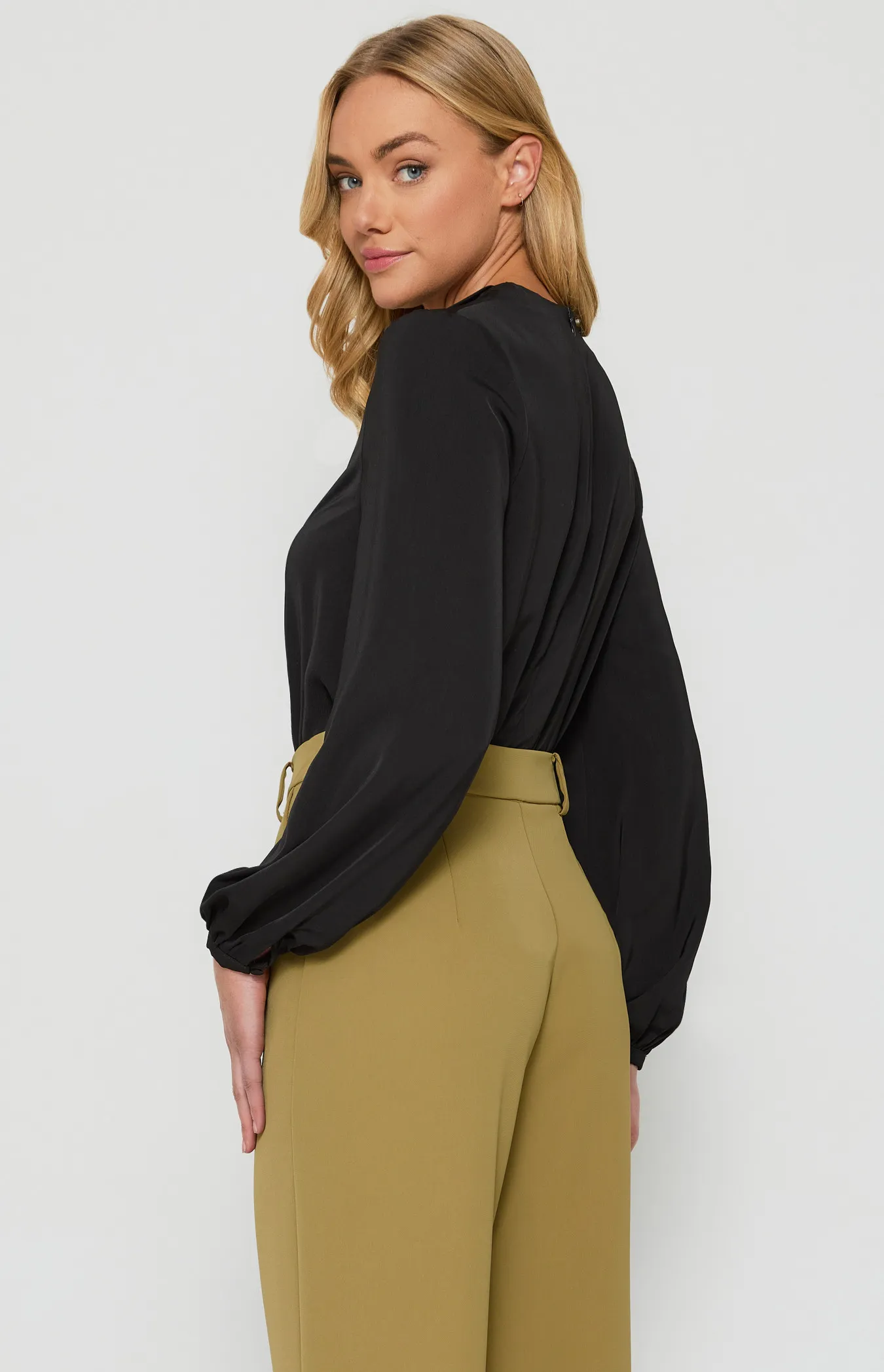 Pleated Shoulder Top with Chain Neckline Detail (STO645A)