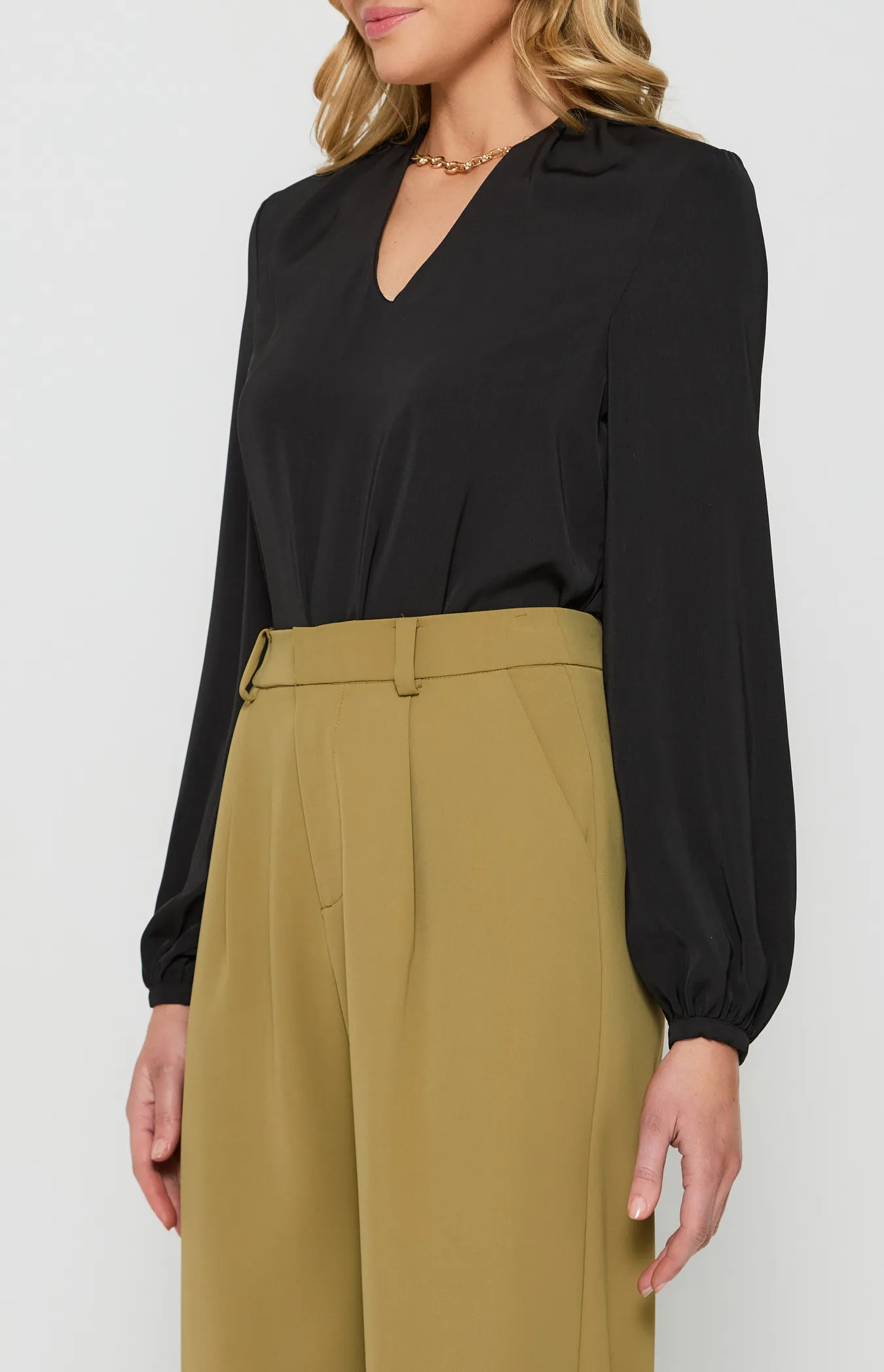 Pleated Shoulder Top with Chain Neckline Detail (STO645A)