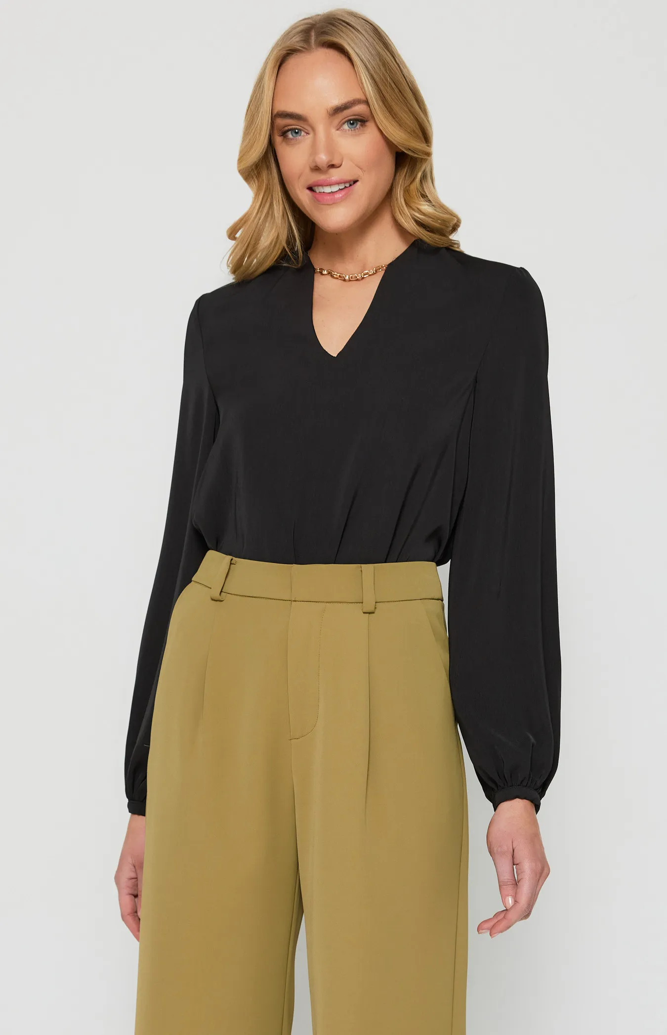 Pleated Shoulder Top with Chain Neckline Detail (STO645A)