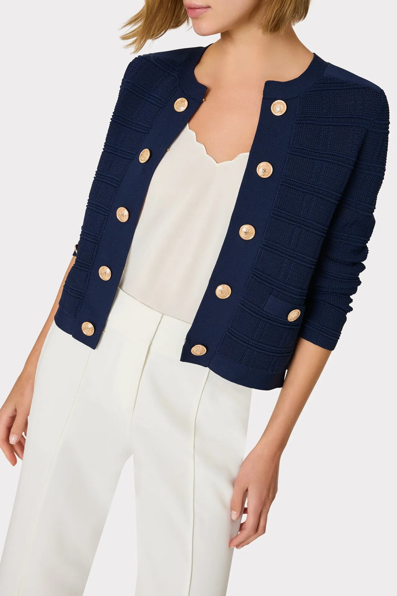 Pointelle Textured Knit Jacket