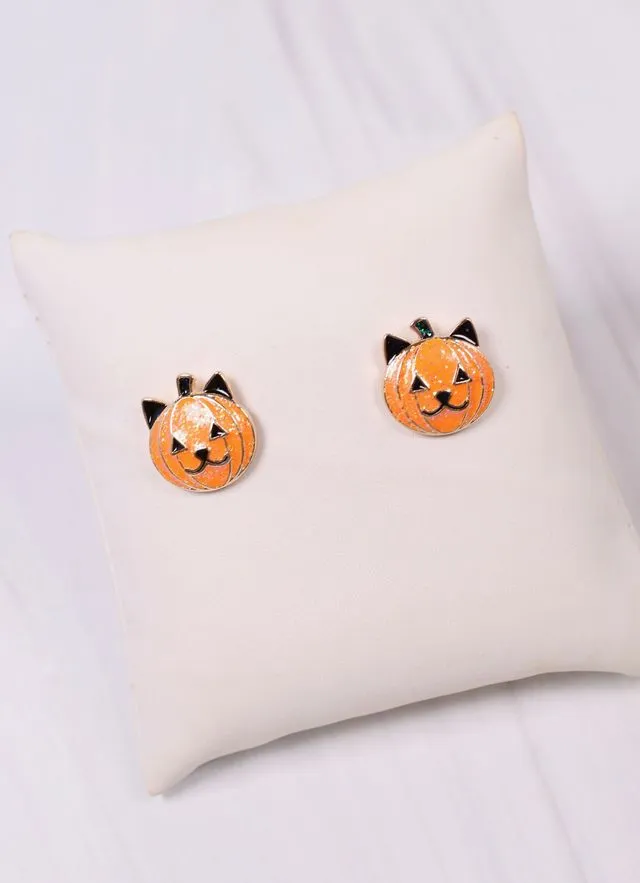 Purrrfect Pumpkin Stud Earring ORANGE