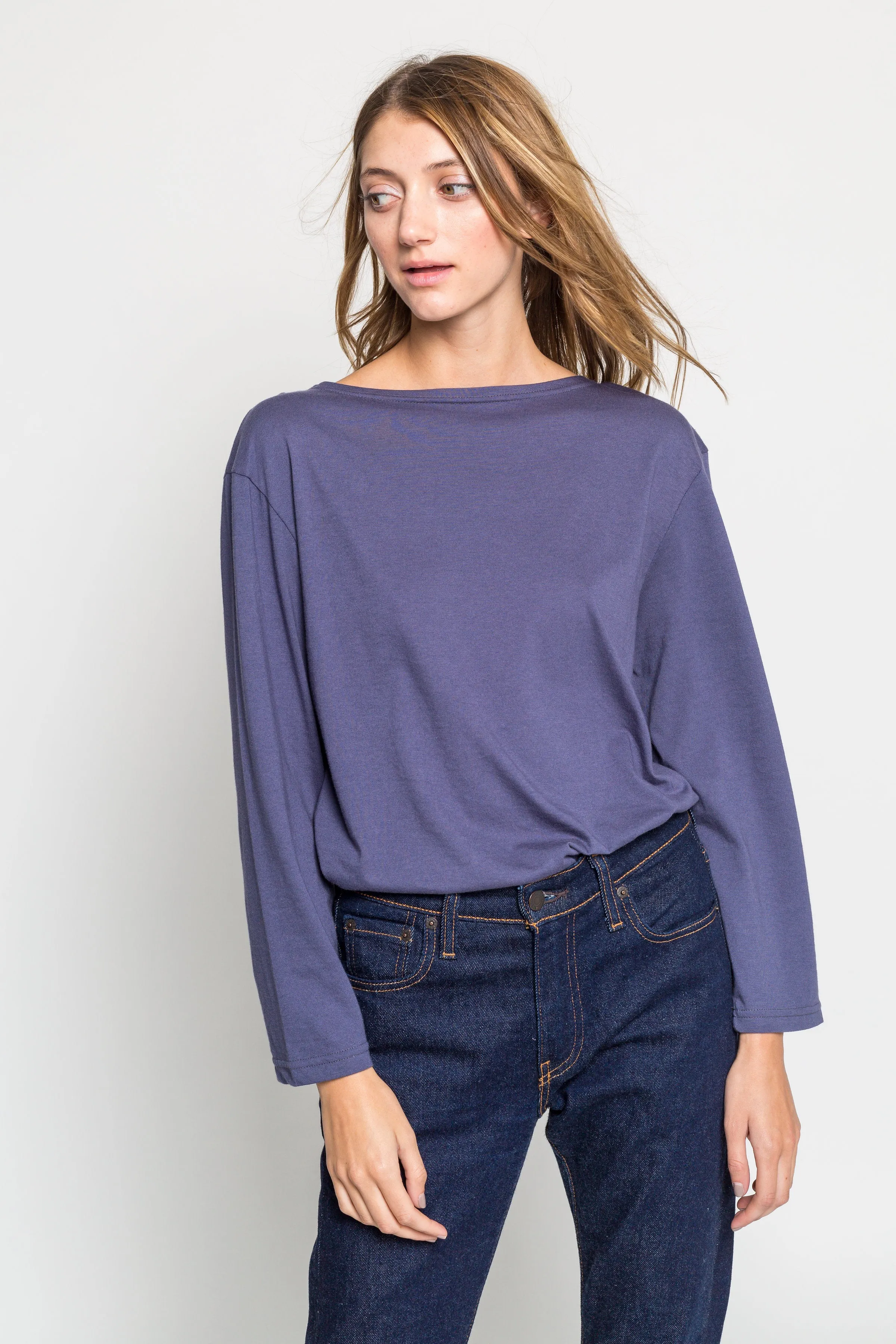 Relaxed Boatneck Long Sleeve Top