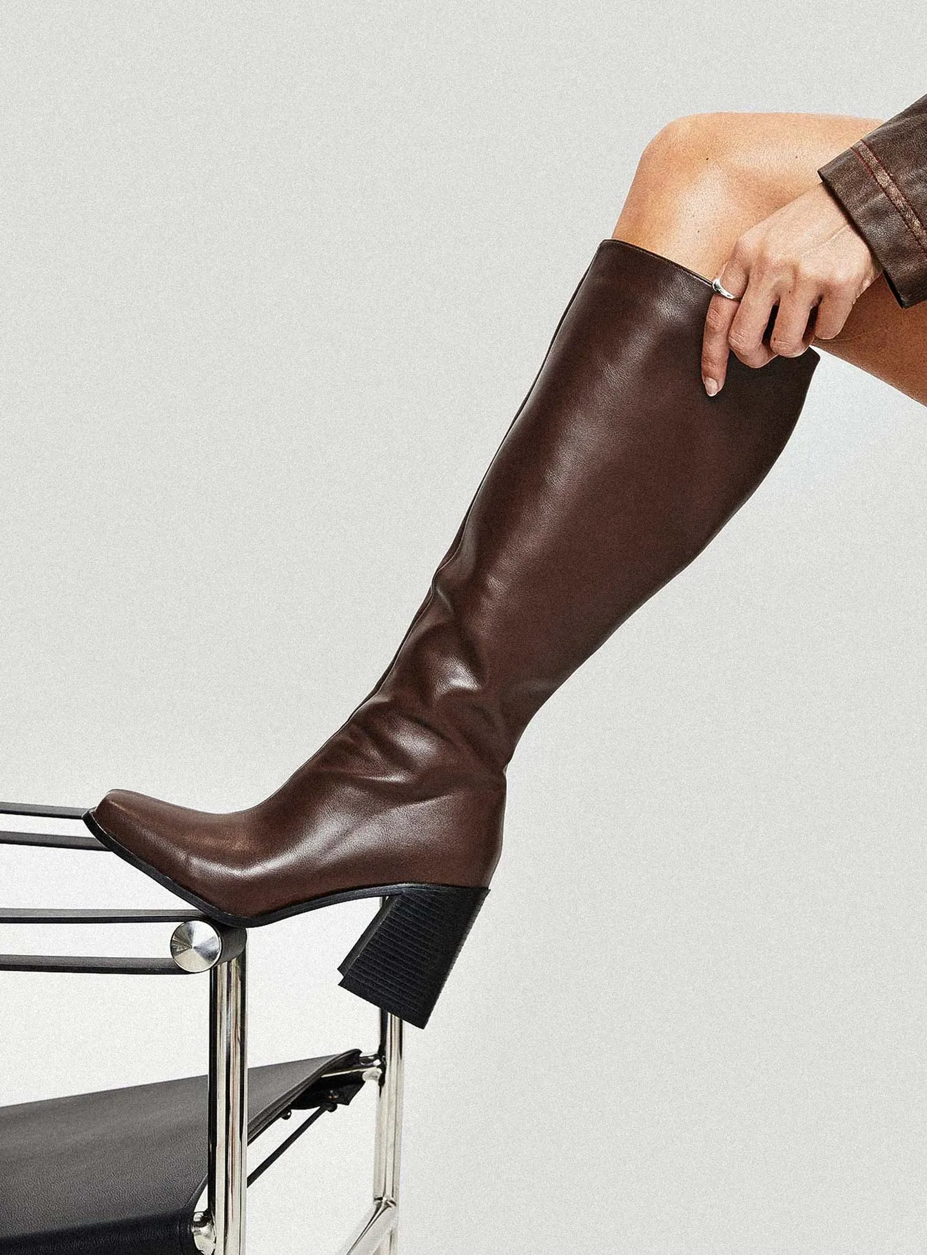 Renzo Knee High Boots Brown