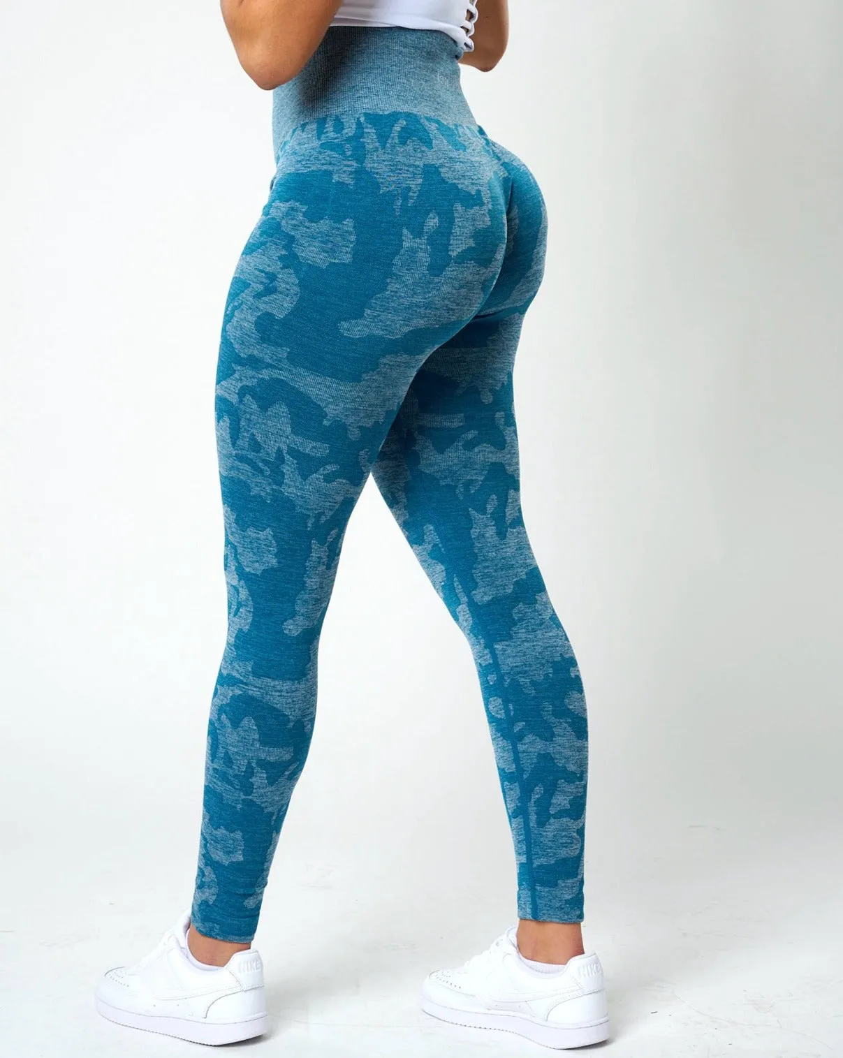 Rita Camo Seamless Leggings - Slate Blue