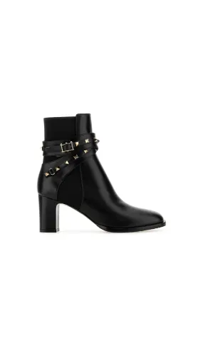 Roman Stud Ankle Boots - Black