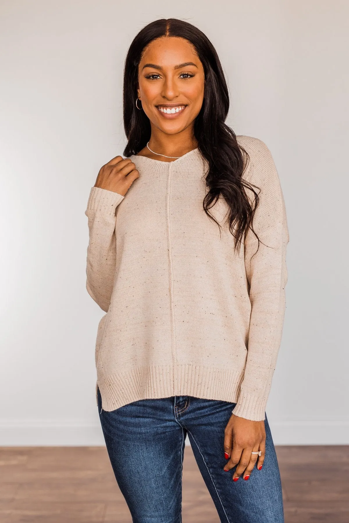 Sheer Delights Knit Sweater- Oatmeal