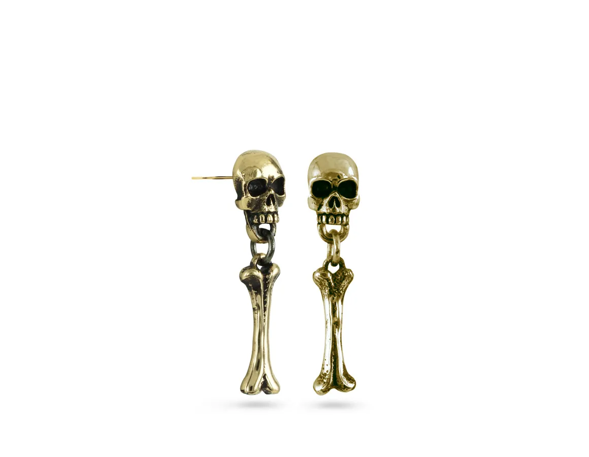 Skull & Bone Earrings - Bronze