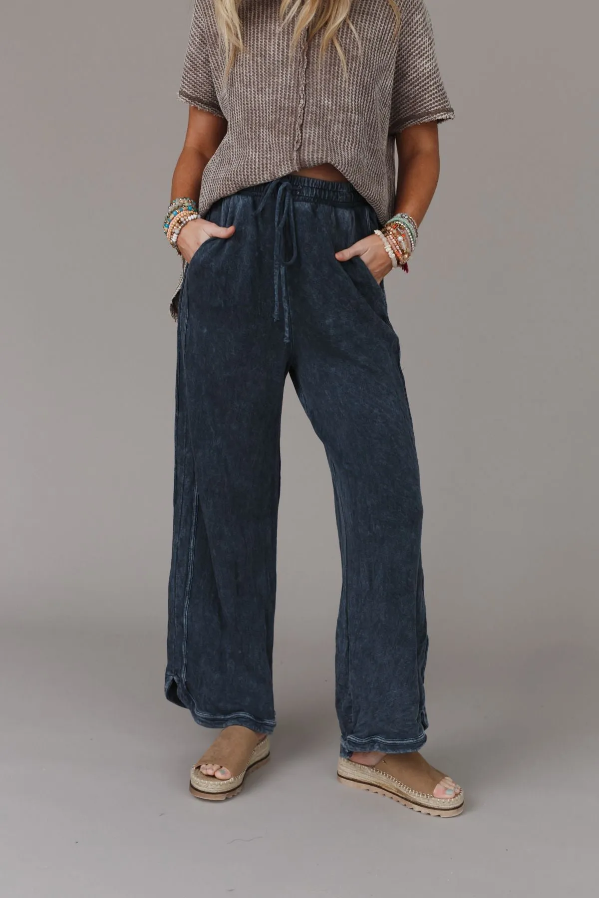 So Comfy Wide Leg Pant Full Length - Navy