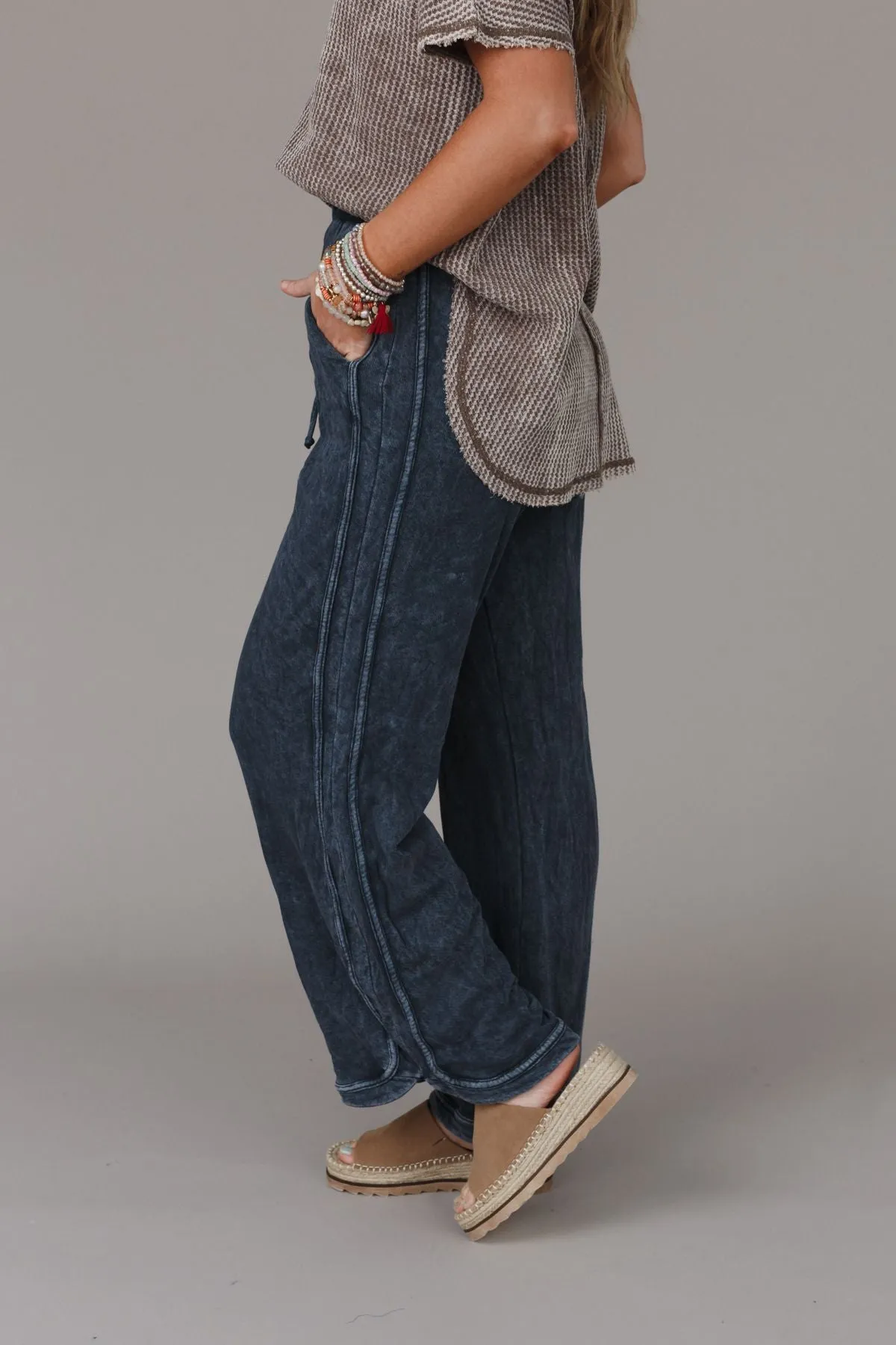 So Comfy Wide Leg Pant Full Length - Navy