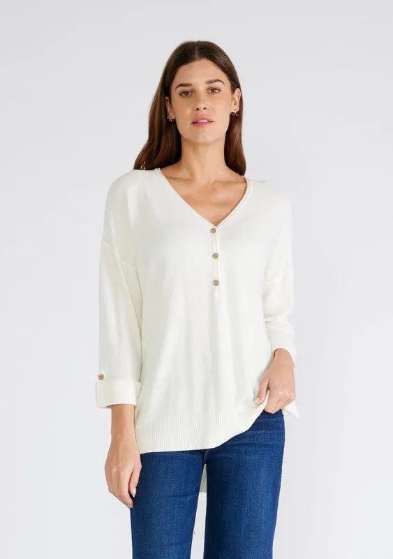 Solid Button Down Pullover Sweater