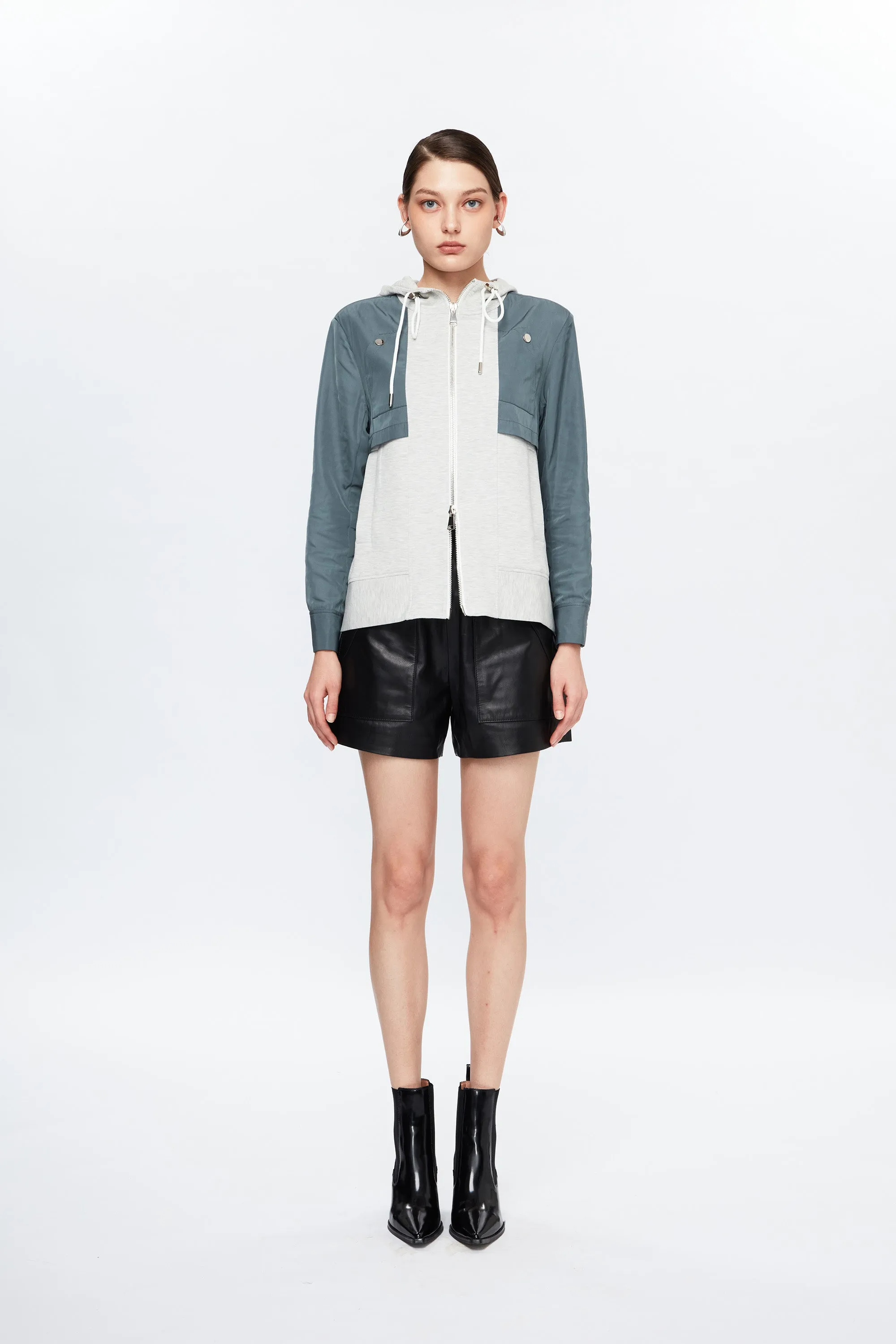 Sponge Shirting Hoodie Grey/Turquoise