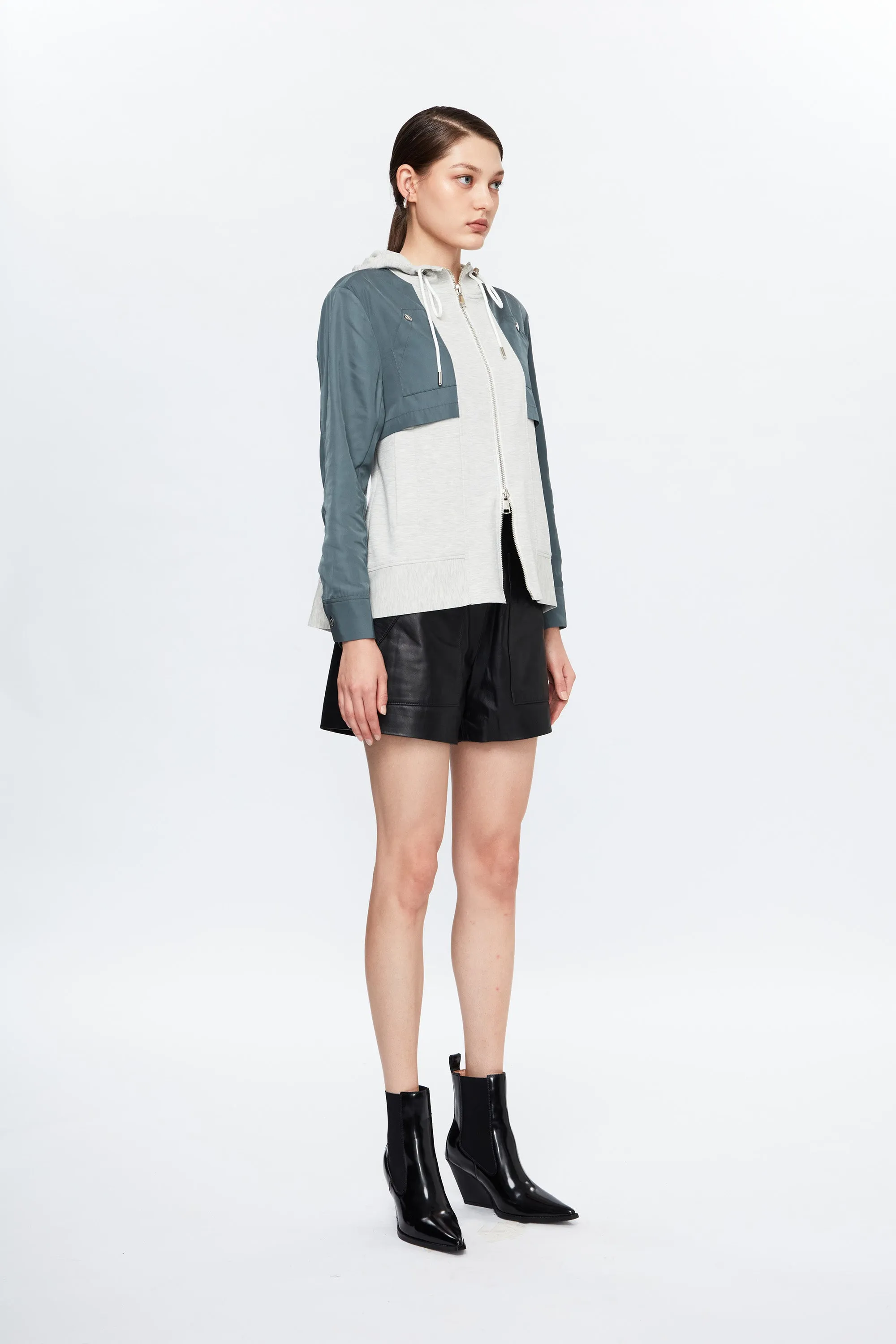 Sponge Shirting Hoodie Grey/Turquoise