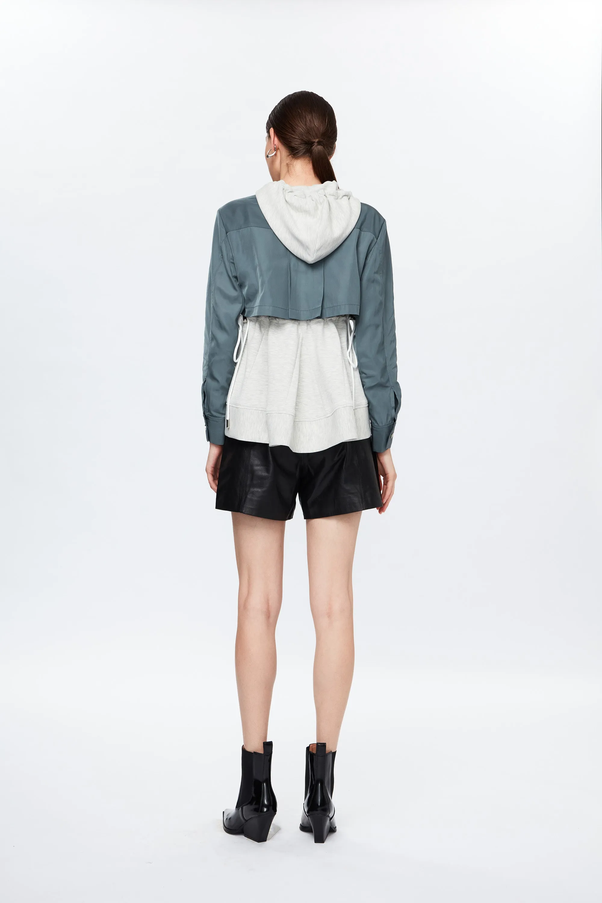 Sponge Shirting Hoodie Grey/Turquoise