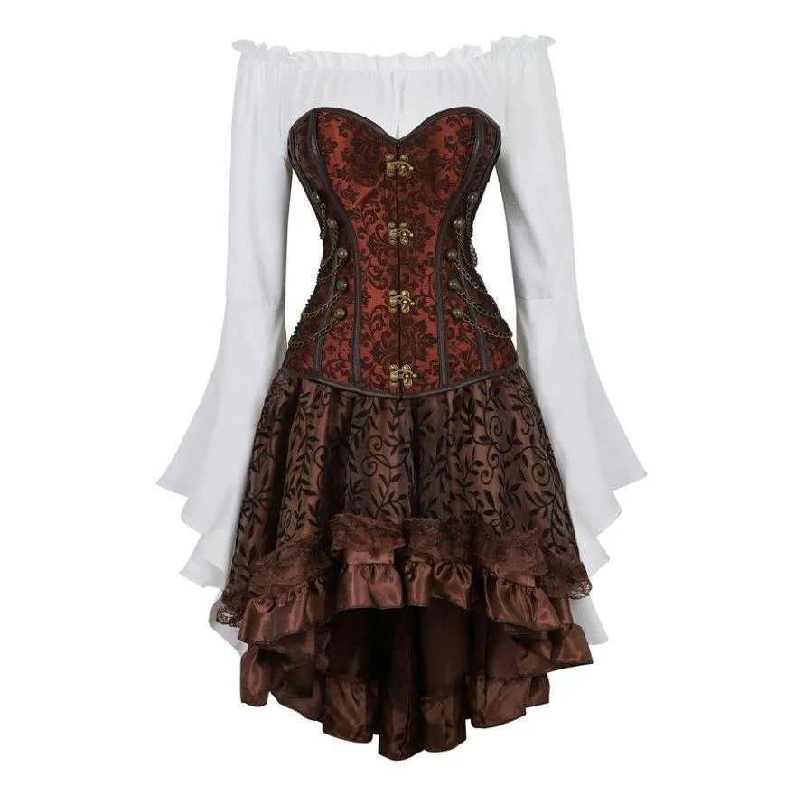 Steampunk Corset Dress Gothic PU Leather