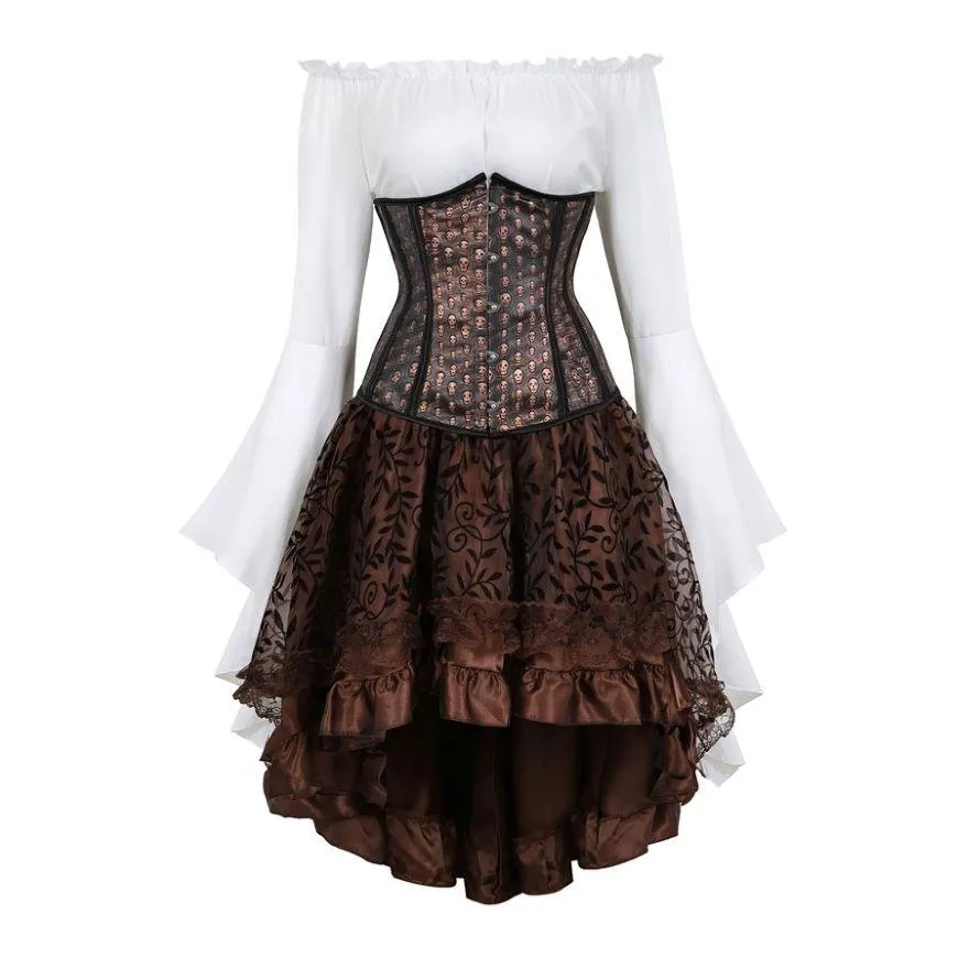 Steampunk Corset Dress Gothic PU Leather