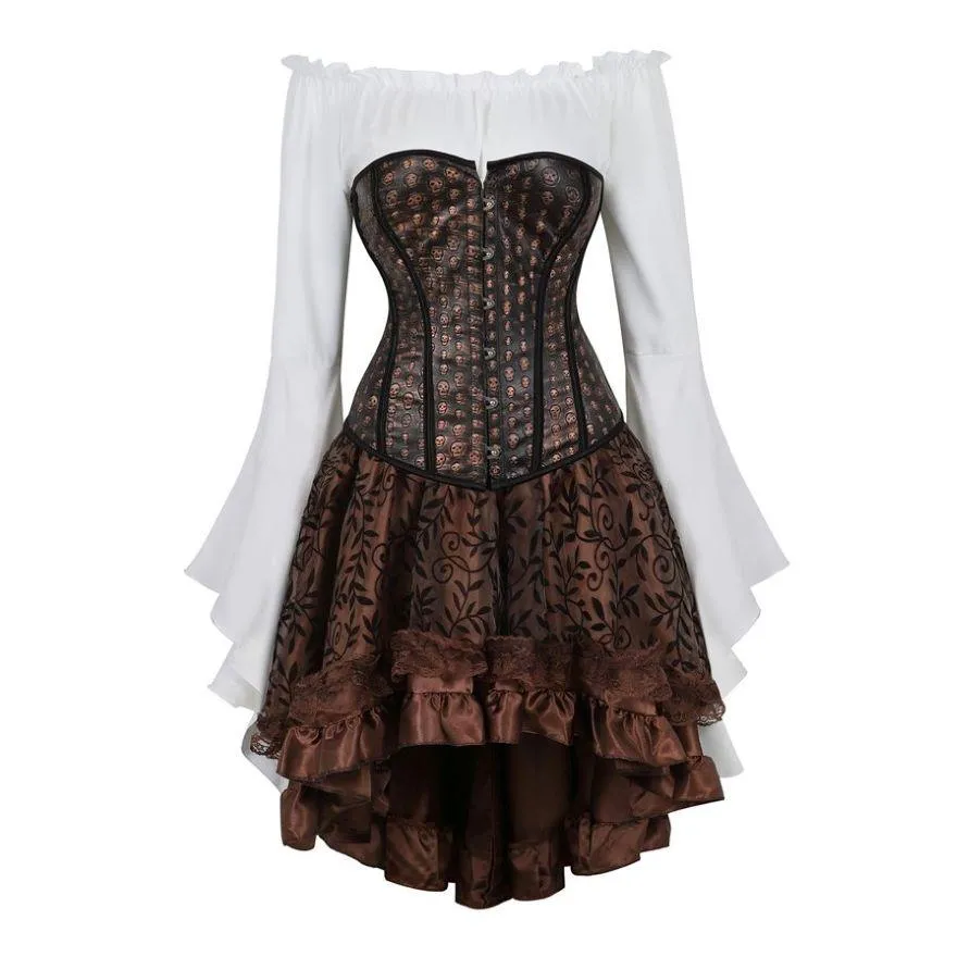 Steampunk Corset Dress Gothic PU Leather