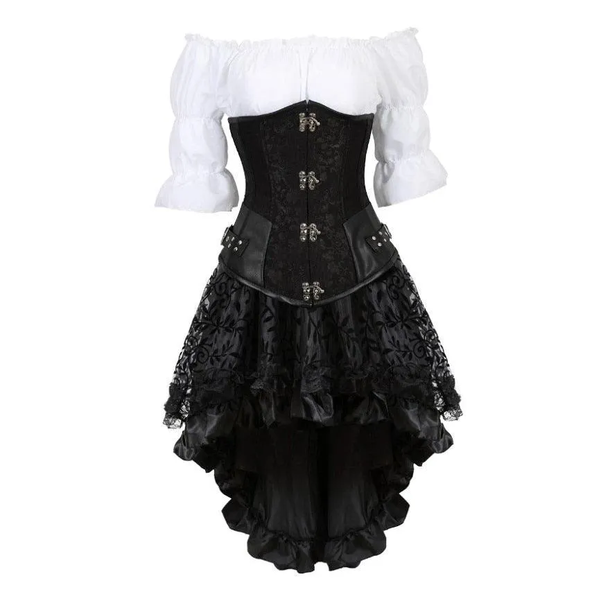 Steampunk Corset Dress Gothic PU Leather