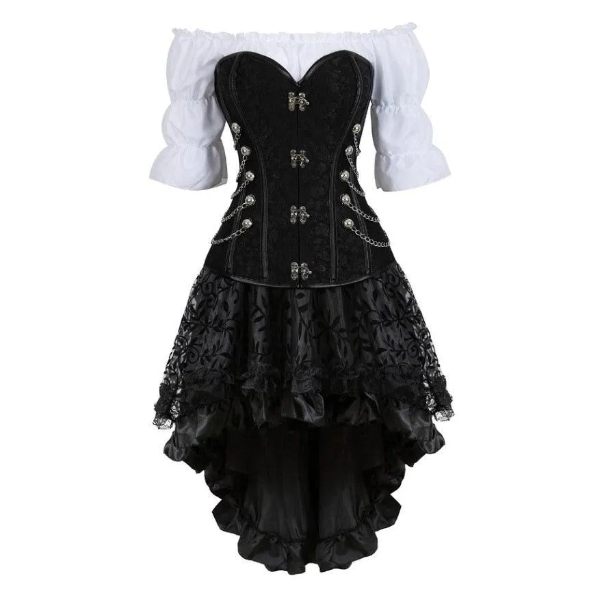 Steampunk Corset Dress Gothic PU Leather