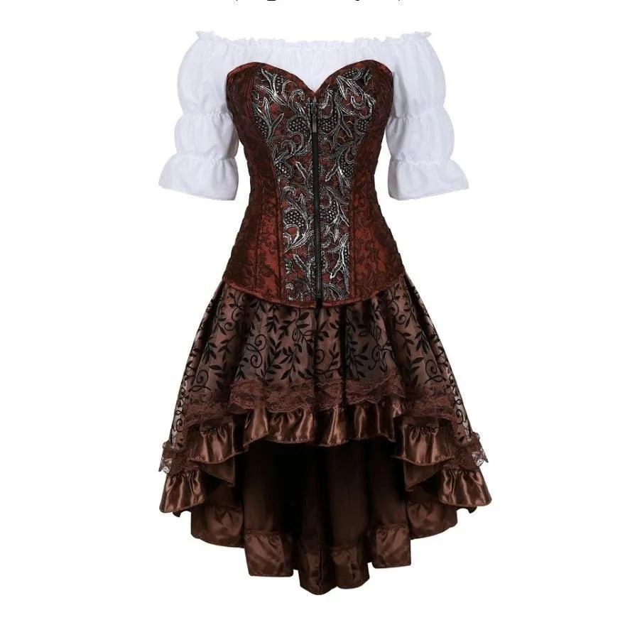 Steampunk Corset Dress Gothic PU Leather