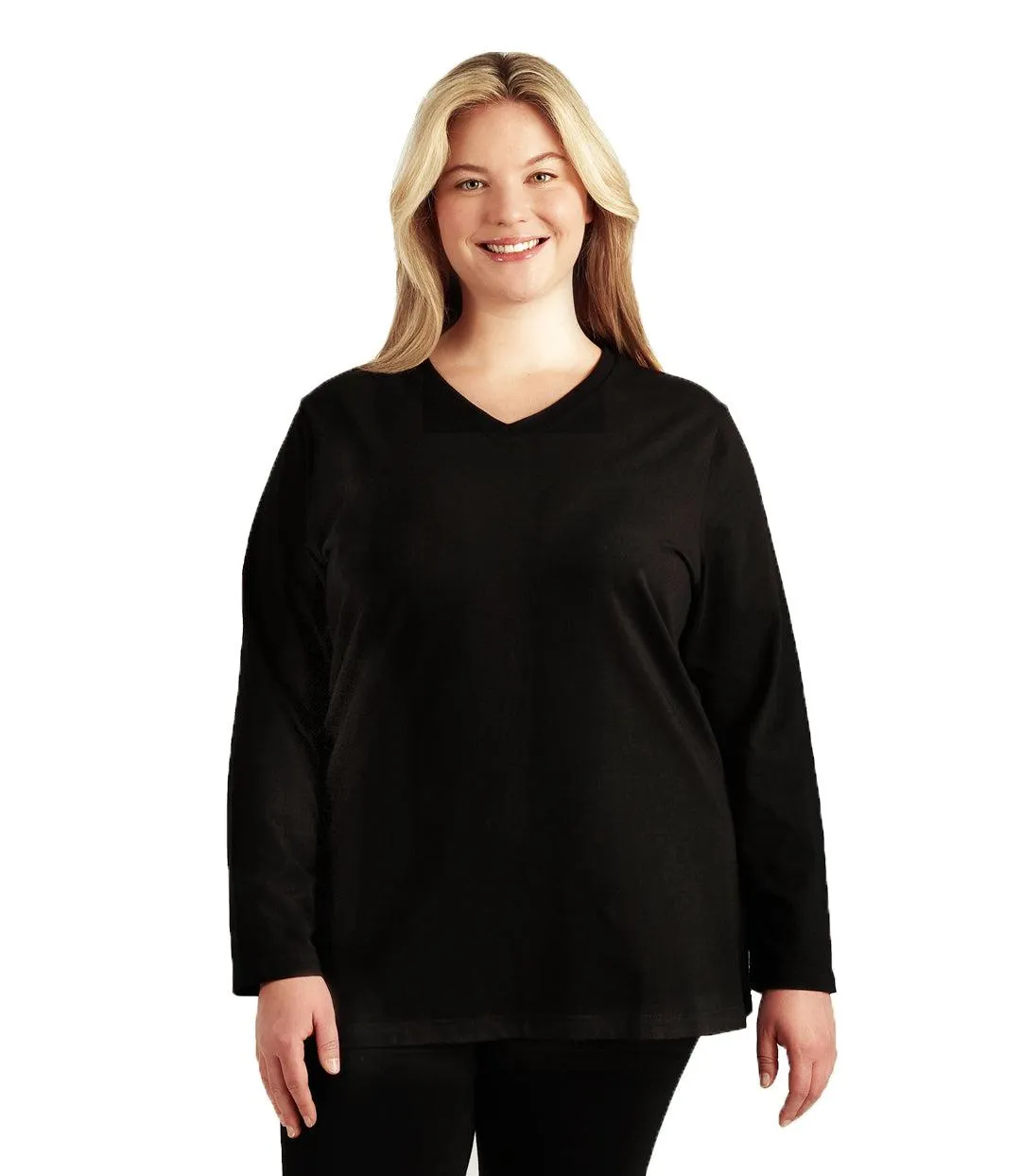 Stretch Naturals Long Sleeve V-Neck Top Basic Colors