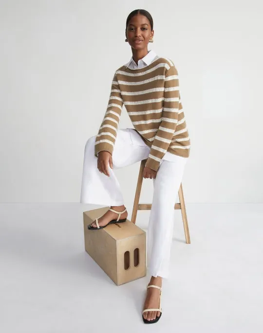 STRIPE SEQUINED COTTON & CASHMERE SWEATER