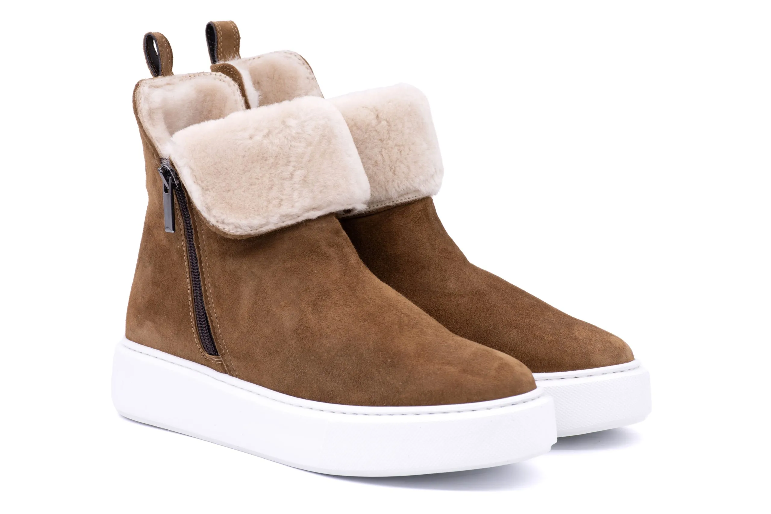 Suede and Shearling Ankle Boots