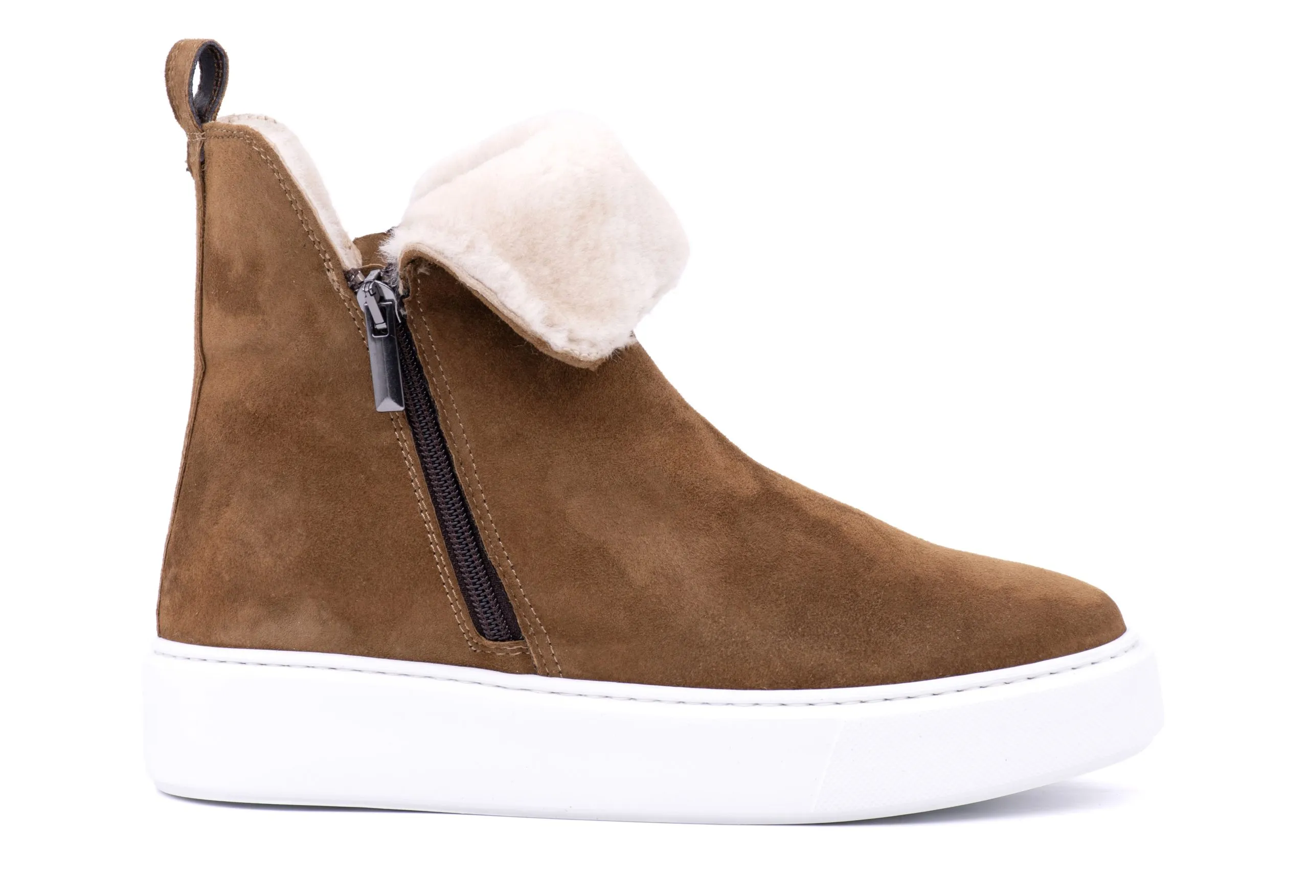 Suede and Shearling Ankle Boots