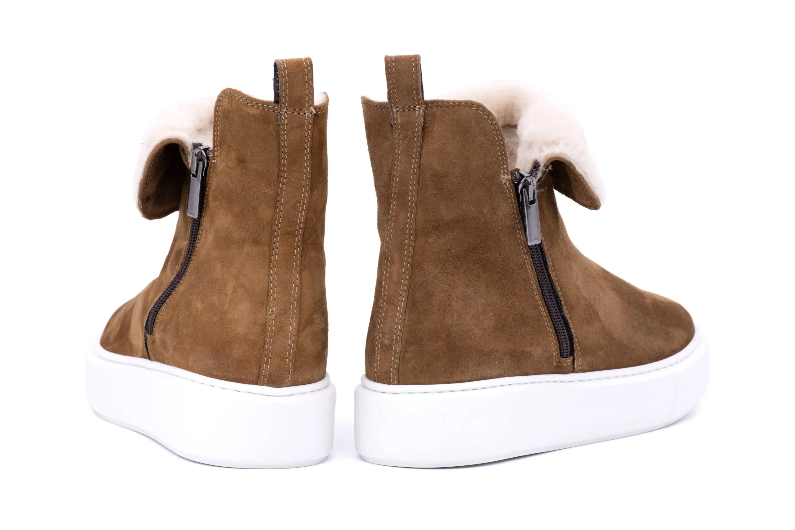 Suede and Shearling Ankle Boots