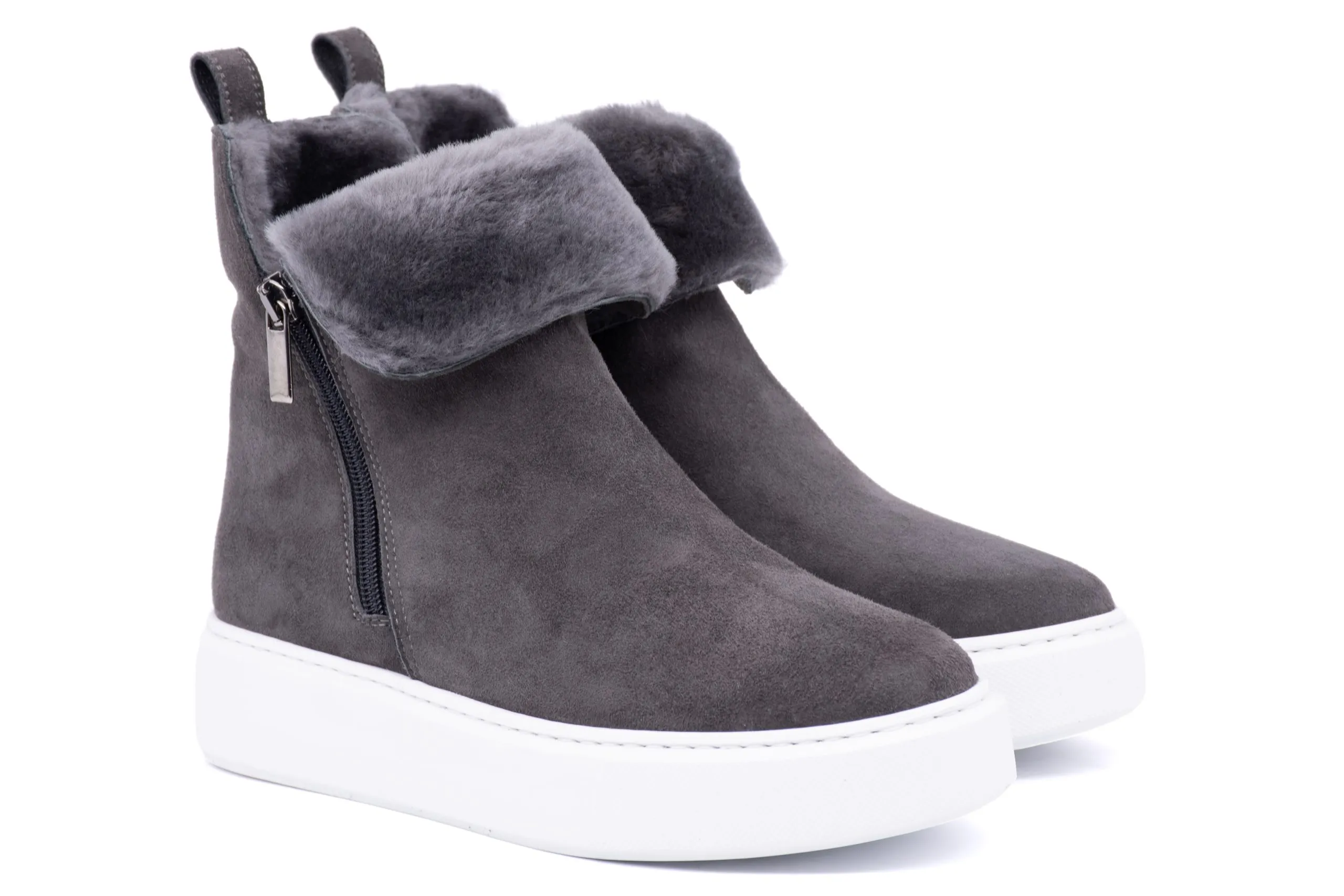 Suede and Shearling Ankle Boots