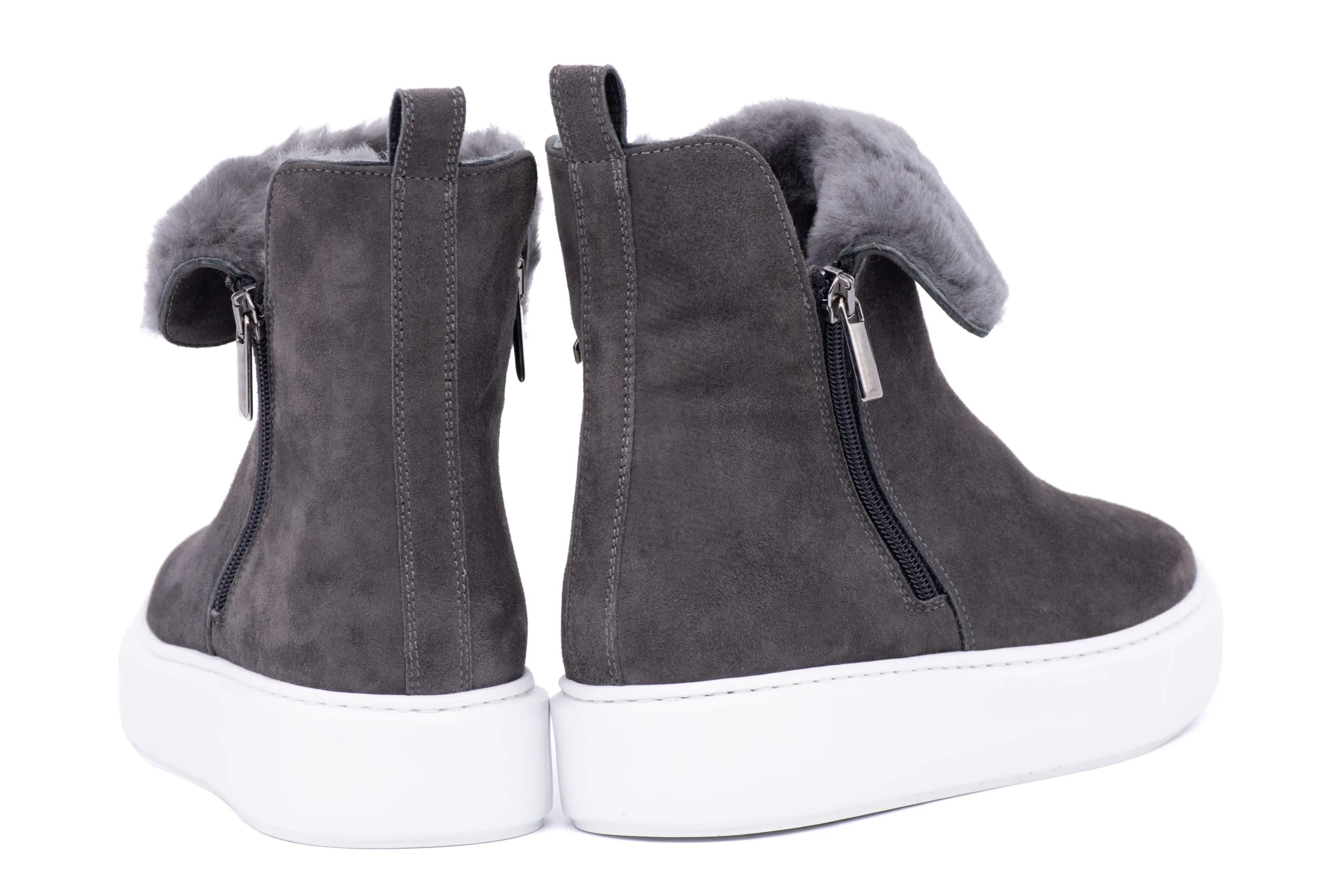 Suede and Shearling Ankle Boots