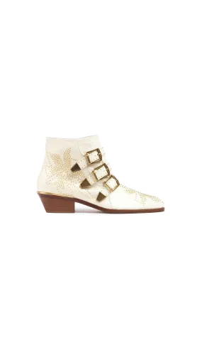 Susanna Short Boots - White/Gold