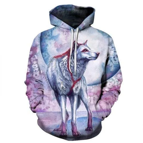 Wolf Printed Hoodie Quality Pullover