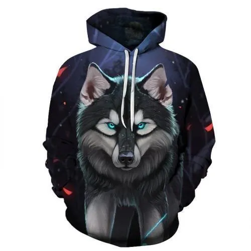 Wolf Printed Hoodie Quality Pullover