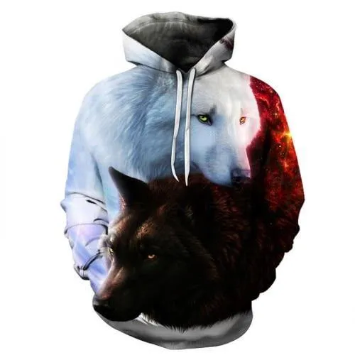 Wolf Printed Hoodie Quality Pullover