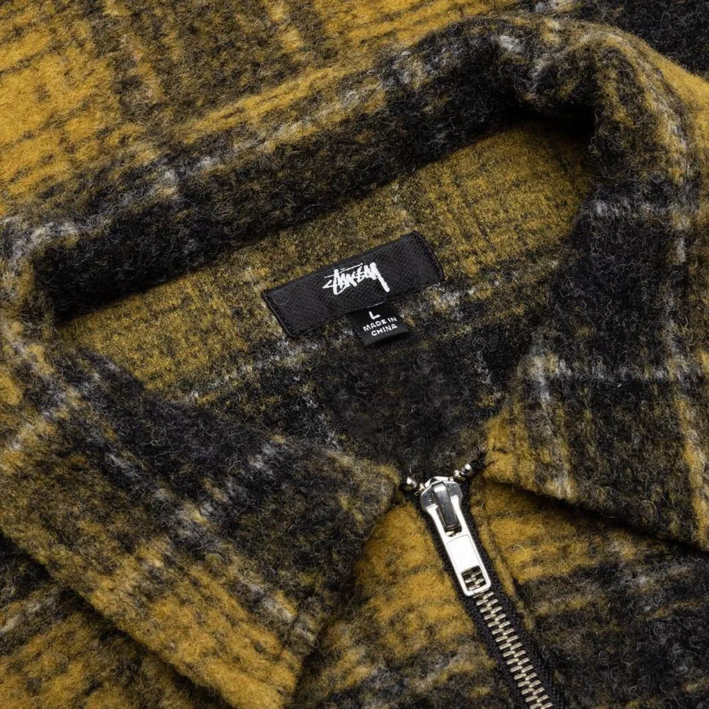 Wool Plaid Zip Shirt - Yellow