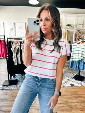 Zoey Short Sleeve Striped Sweater